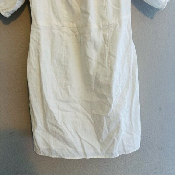 H&M Ivory Linen Off-Shoulder Mini Dress Size Small | Romantic - Picture 6 of 13
